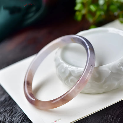 Jade violet bracelet with geometric design in flat bar and round bar styles, adjustable 54-64mm sizes