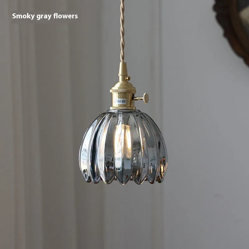 Nordic style glass flower chandelier in bedroom setting with multiple colour options