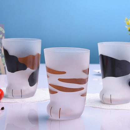 Adorable Cat Paws Glass Mug for coffee and milk, featuring a unique cat paw design.