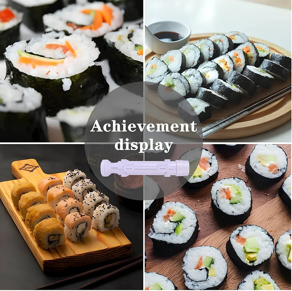 Manual sushi maker tool creating 2.5cm diameter rolls with food-grade plastic construction