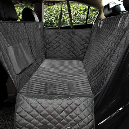 Dog car seat cover with view mesh and zipper for travel safety