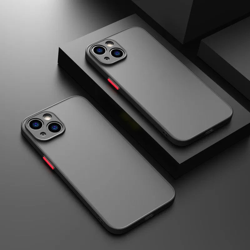 Fine hole skin-sensing iPhone case with frosted hard back and full lens anti-fall protection in dark night green colour