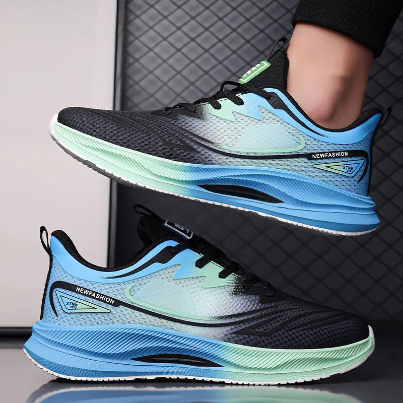 Men's casual summer shoes in black with mesh upper and rubber sole, low-top design