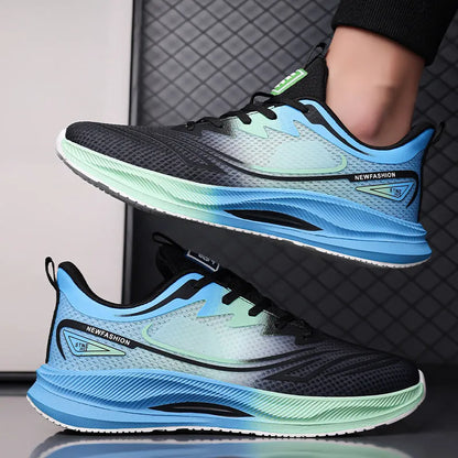 Men's casual summer shoes in black with mesh upper and rubber sole, low-top design