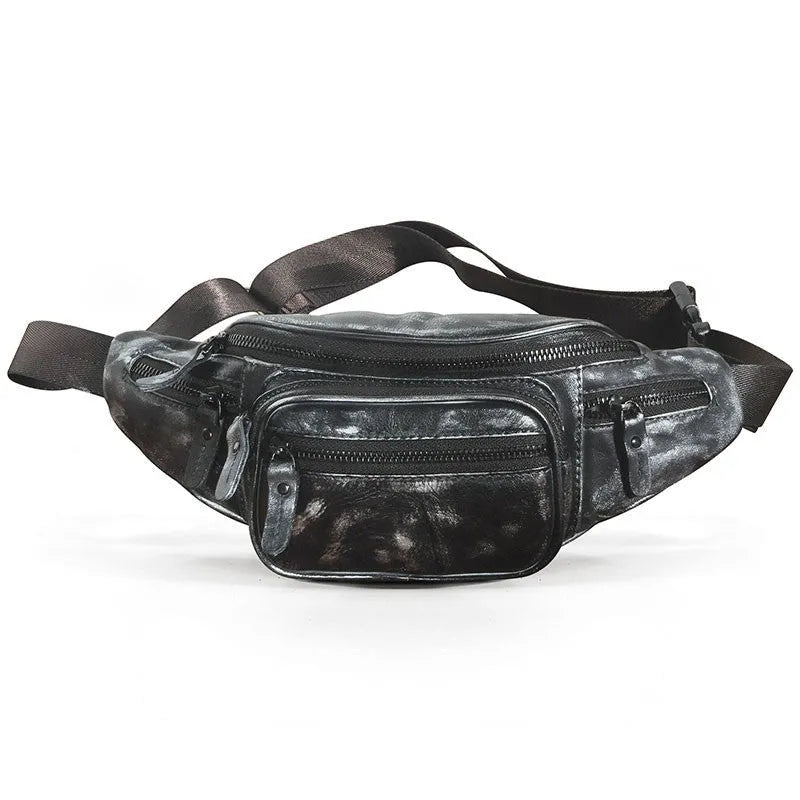Retro style brown cowhide leather messenger bag with a single shoulder strap.