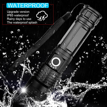 High-Powered Tactical Flashlight with Zoom and USB Charging - Durable, Waterproof, and Rechargeable LED Flashlight