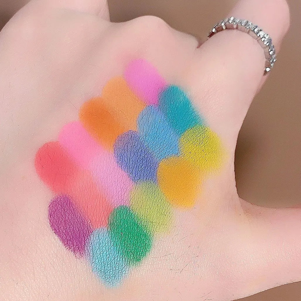 16-colour matte pearlescent eye shadow plate for dry skin in flower fairy, green field, amethyst, and large territory variants