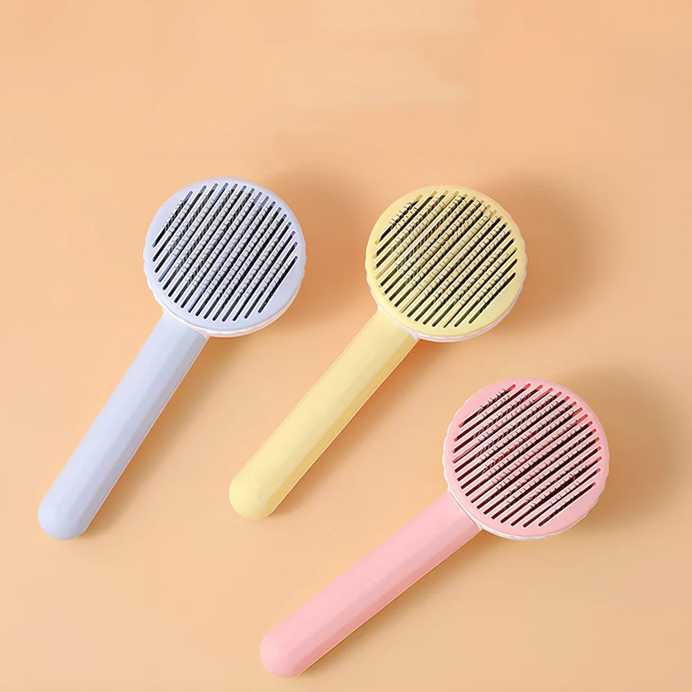 Floating hair cat self-cleaning needle comb in multiple colours removing loose fur