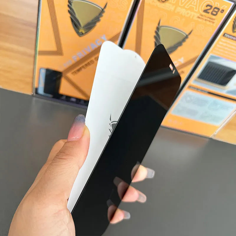 Anti-peep HD glass screen protector with 0.3mm high aluminium glass for iPhone models