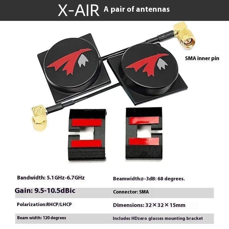 TRUERC X-AIR MKII 5.8G RHCP SMA metal antenna pair for FPV goggles and video receivers