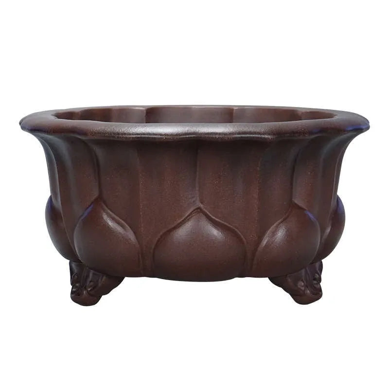 Square purple sand succulent pot with antique finish measuring 37x37x20cm showing breathable ceramic construction