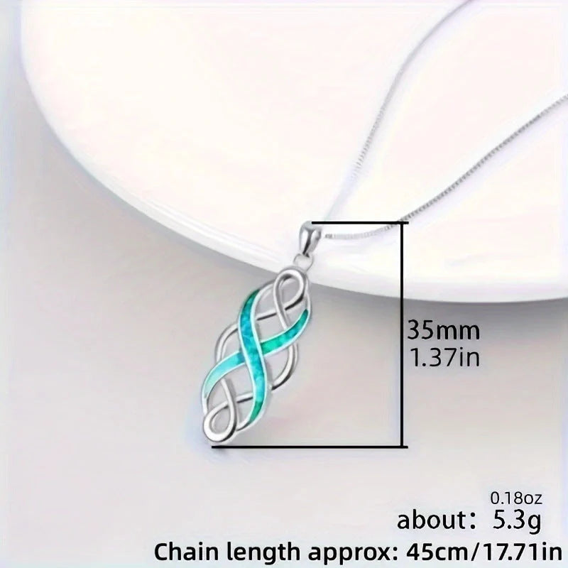 Irish Celtic Knot Pendant Necklace in blue alloy with cross chain style