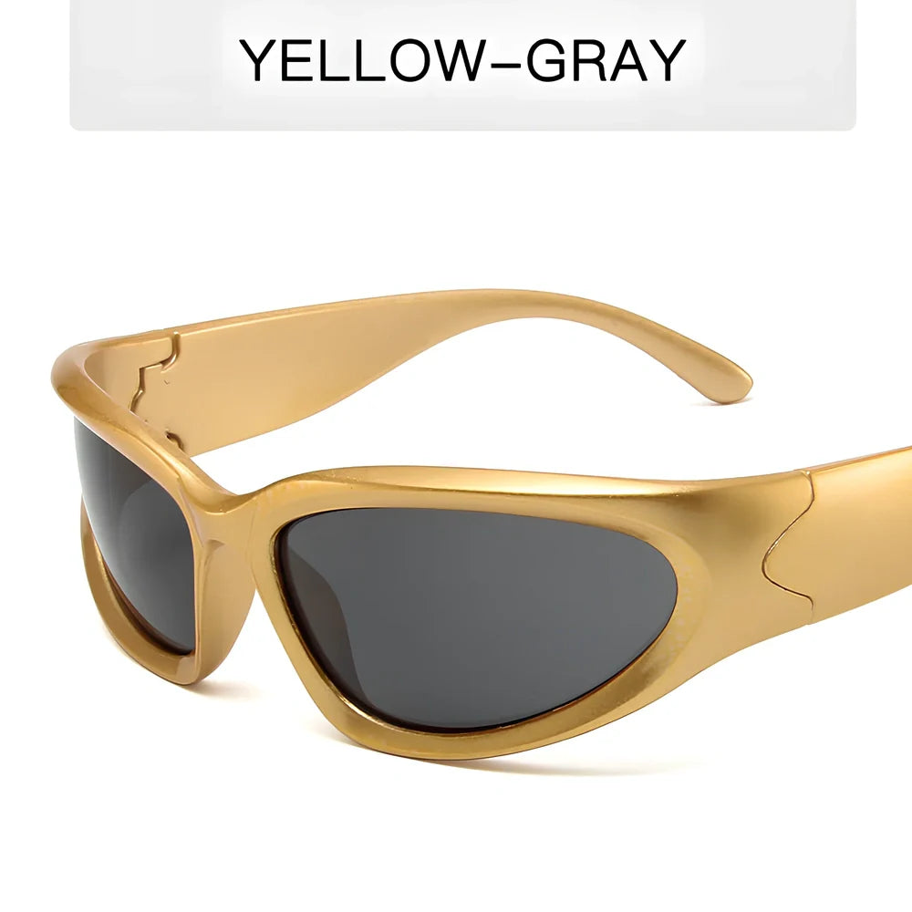 Personalised steam punk full frame cycling sunglasses in sand black grey chip style with mercury lenses for glare reduction