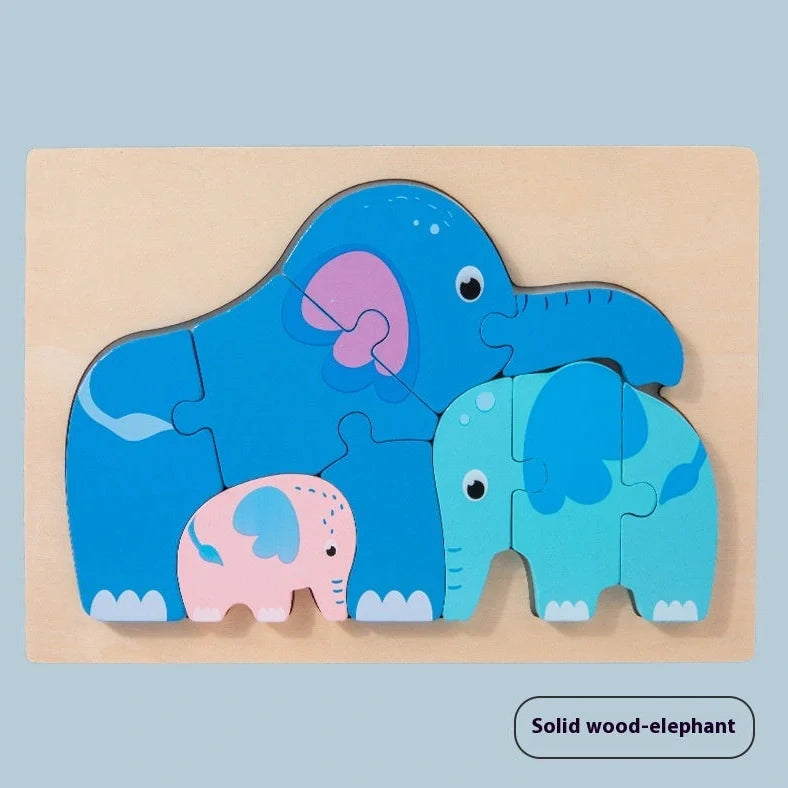 Children assembling wooden 3D puzzle model of dolphin family with 20-30cm dimensions