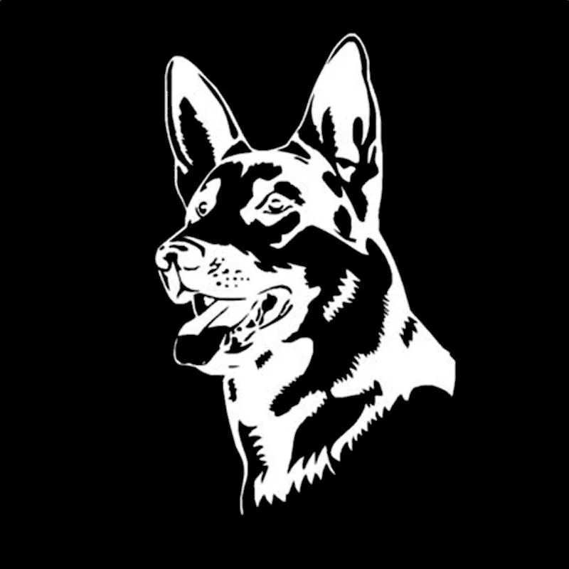 Reflective Hunting Dog Alsace Shepherd bumper sticker in 13x8 cm size with colour options on a car