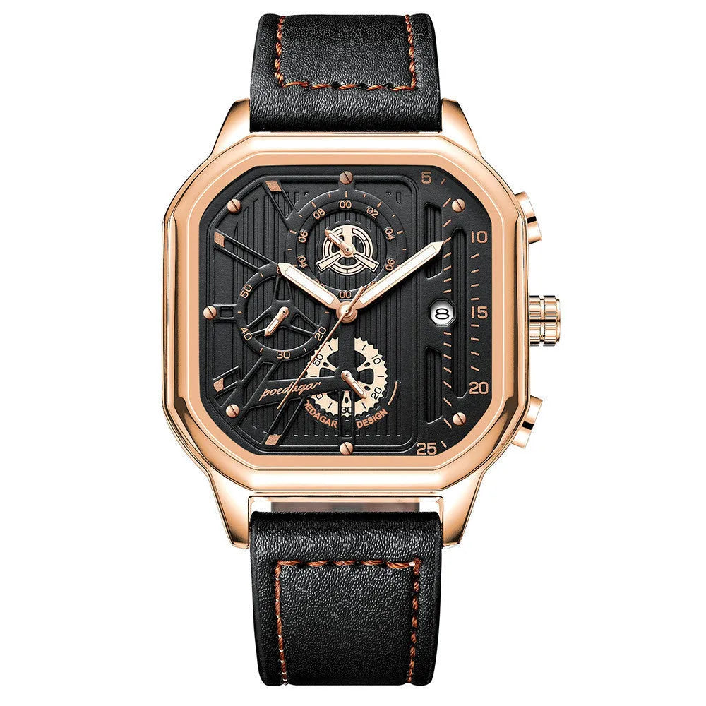 Men's sports watch with 8mm case in multiple colour options including black shell gold nail