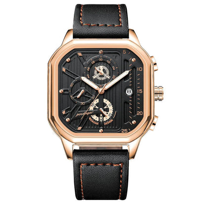 Men's sports watch with 8mm case in multiple colour options including black shell gold nail