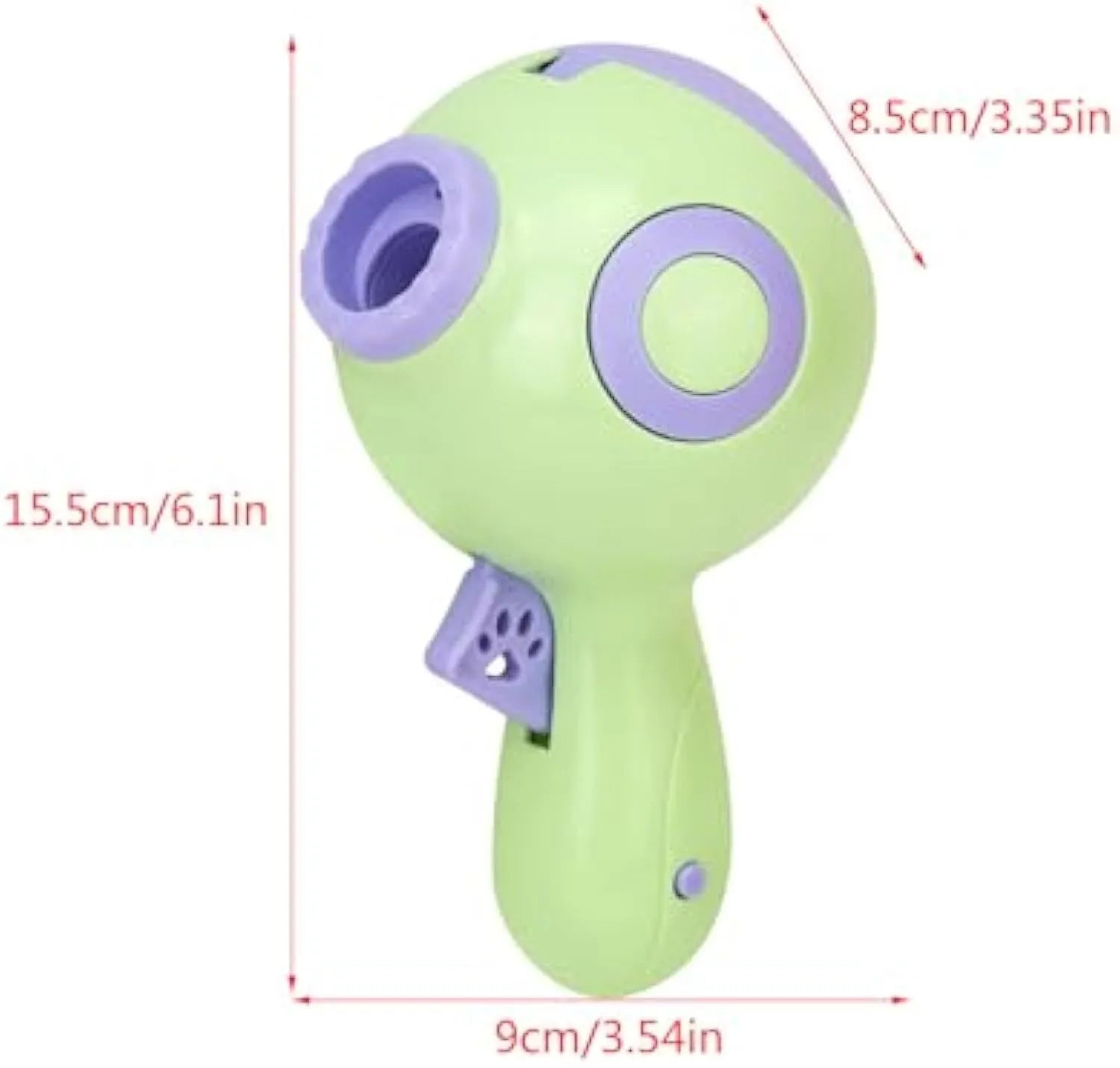 Green interactive dog treat launcher toy with treat dispensing mechanism for training and play