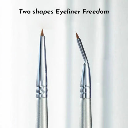 Bend head eyeliner brush with 45-degree angled tip and 1.5cm handle for detailed eye makeup application