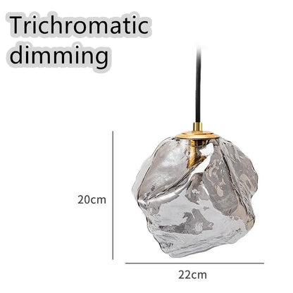 Glass ice cube chandelier in smoky grey, cognac or clear with black hanging wire, 11W-15W LED, 4000K