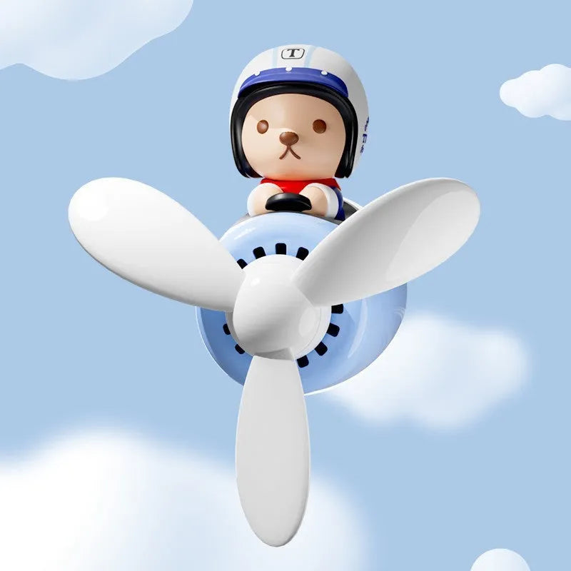 Blue teddy bear car vent aromatherapy ornament with dimensions 52x60x53mm