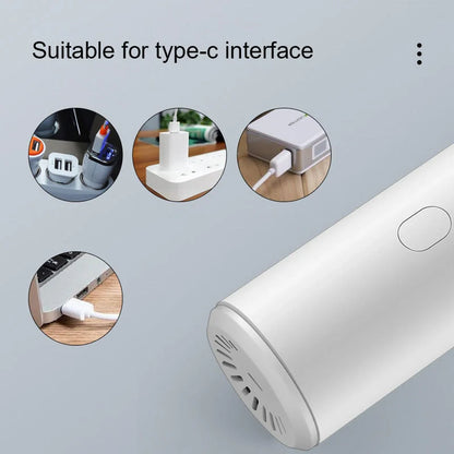 Mini car vacuum cleaner with wireless charging in black and white options