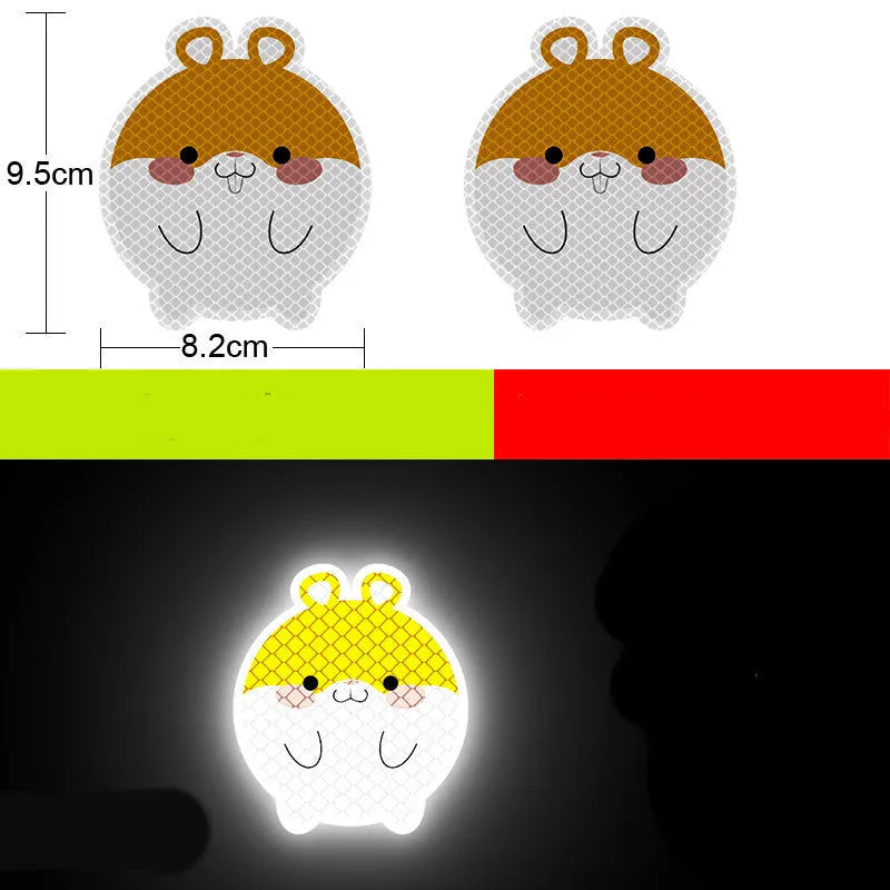 Reflective warning signs for automobiles and motorcycles with diamond film, 9cm by 5cm, in styles like Bucktooth melon seeds