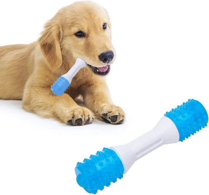 Dual-colour puppy teething chew toy for dental health, made from TPR and PU materials, suitable for dogs aged 2 to 8 months