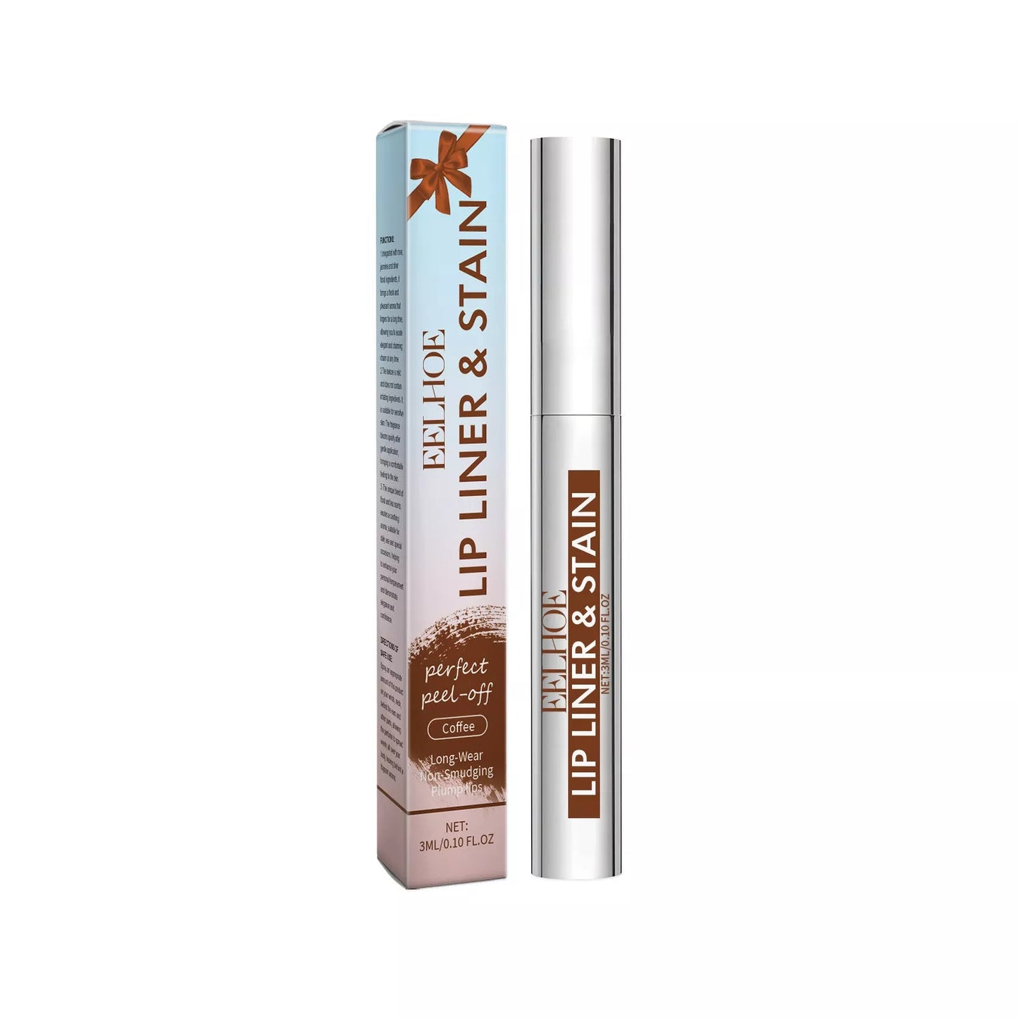 Peeling Lip Gloss in red brown, nude brown, and cocoa color for hydrated, flawless lips