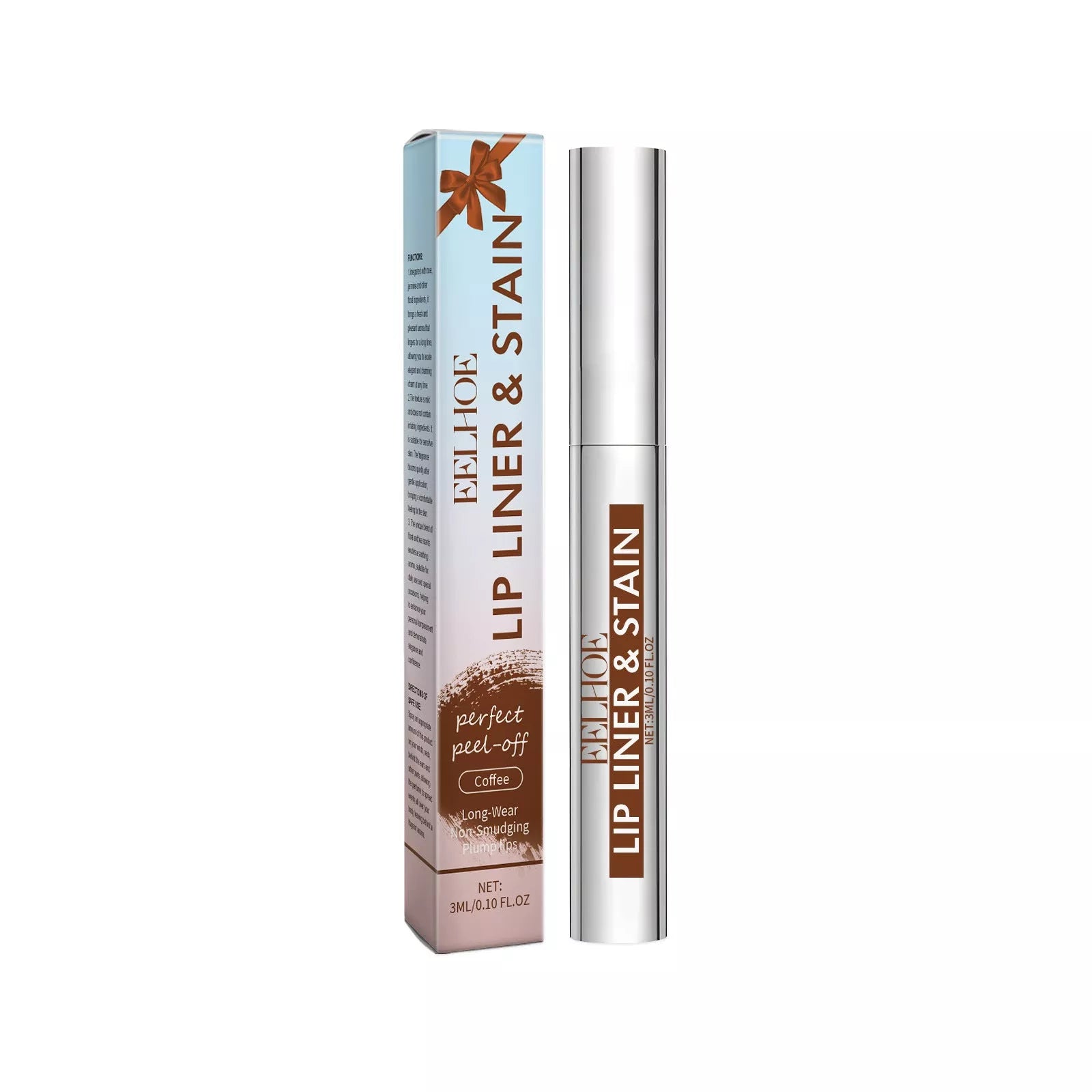 Peeling Lip Gloss in red brown, nude brown, and cocoa color for hydrated, flawless lips