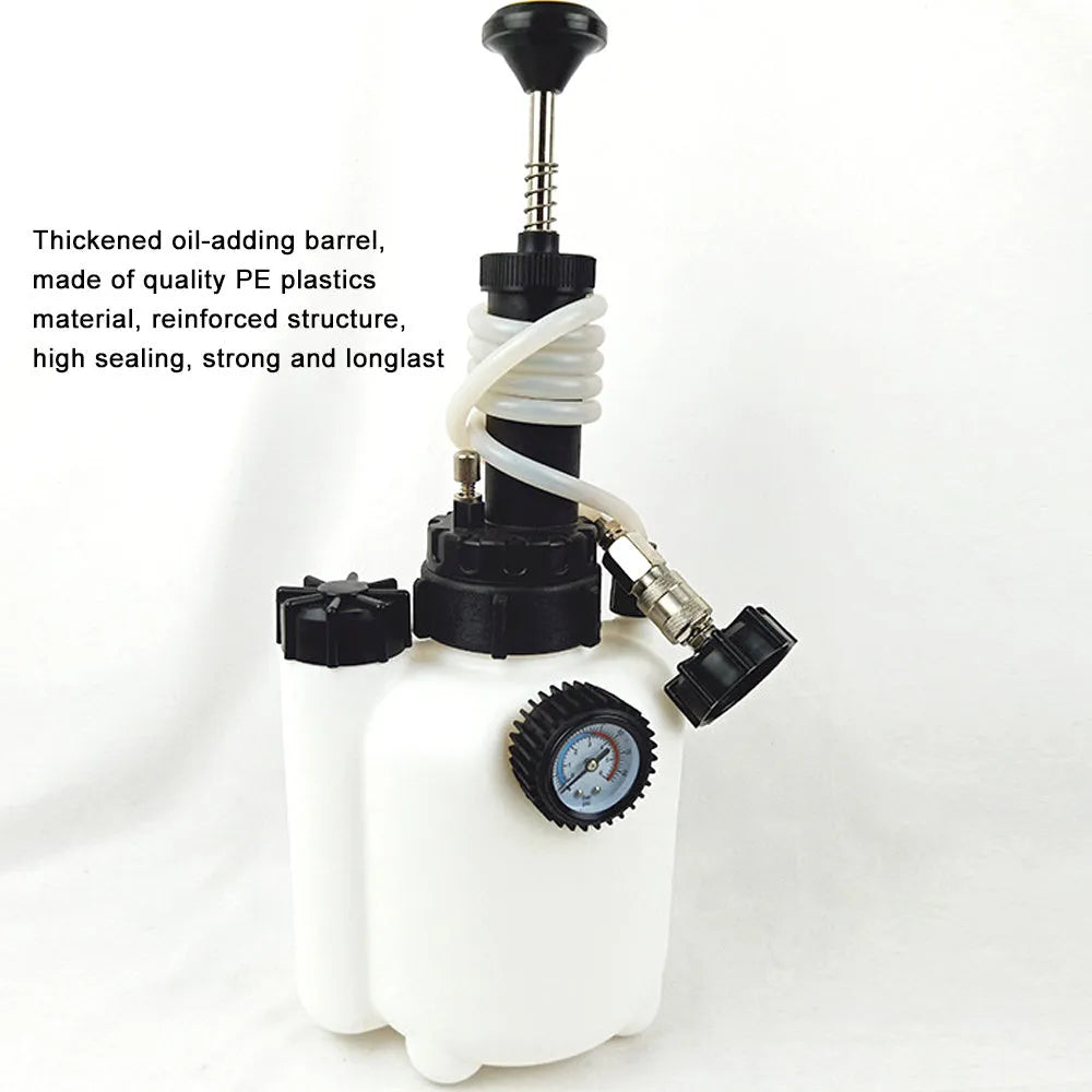 White 3-litre brake oil tank with copper and iron construction for automotive fluid changes
