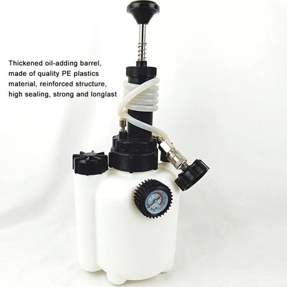 White 3-litre brake oil tank with copper and iron construction for automotive fluid changes