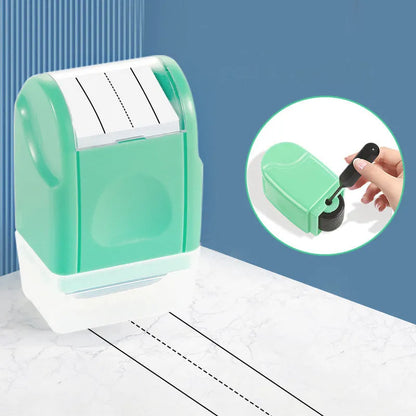 Plastic educational roller stamp in rectangular shape with choice of seven ink colours.