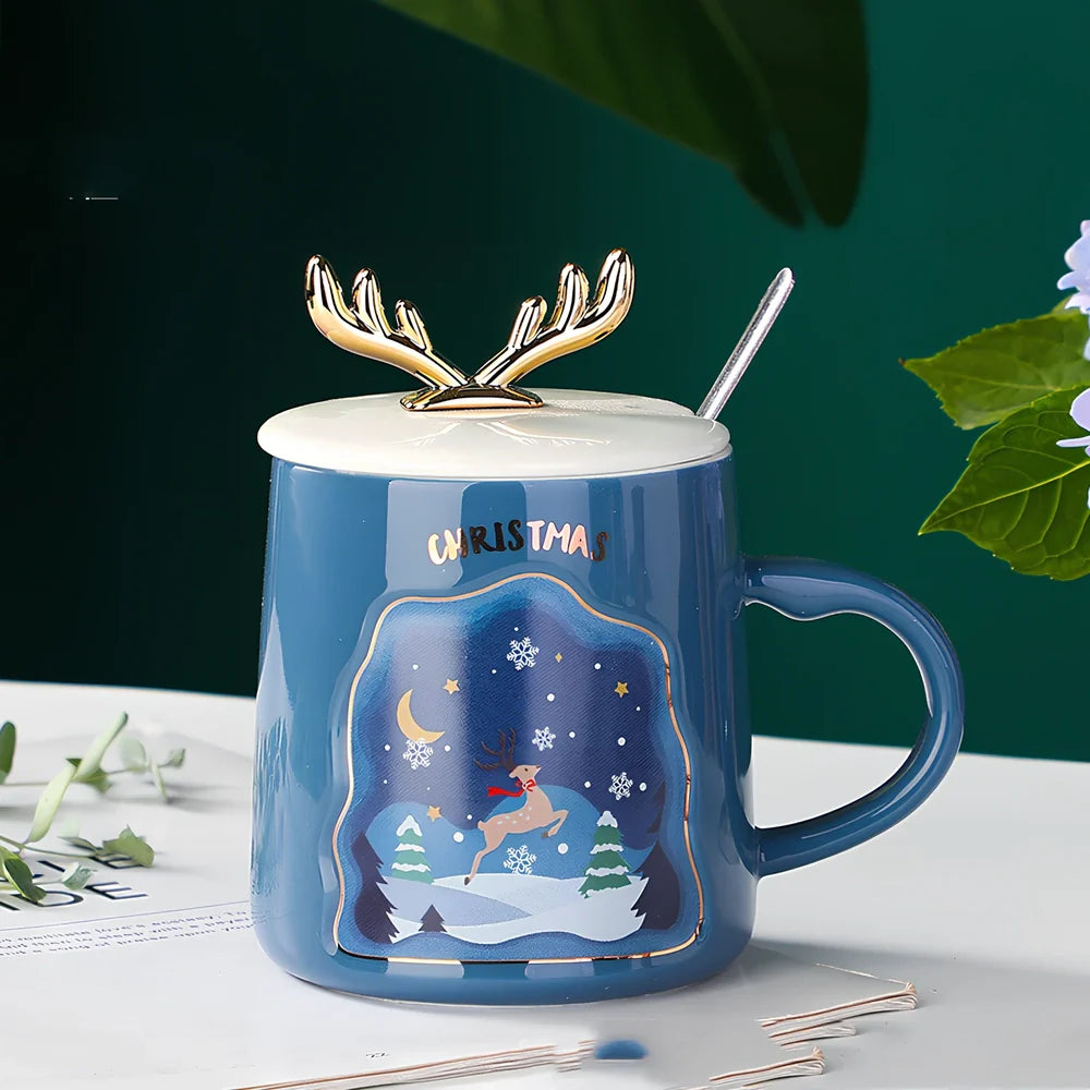 Ceramic Christmas mug with colourful holiday design, 13oz capacity, lead-free construction