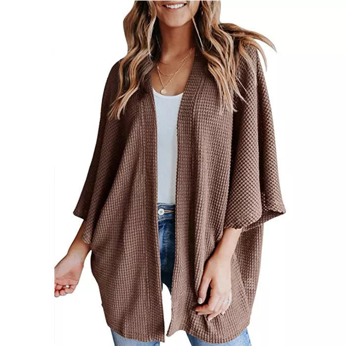 Bat Sleeve Waffle Gerson Women's Cardigan in various colors and sizes