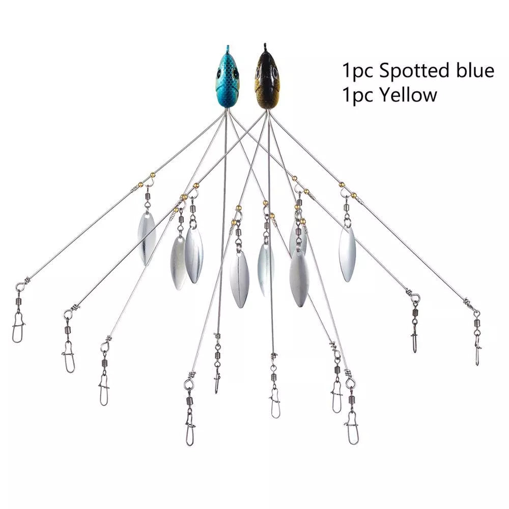 Bassdash Umbrella Fishing Lure with 5 swivels and metal sequins for enhanced fish attraction