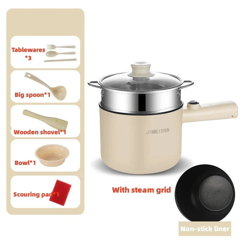 Versatile electric hot pot with stainless steel construction and non-stick interior for easy cooking and cleaning