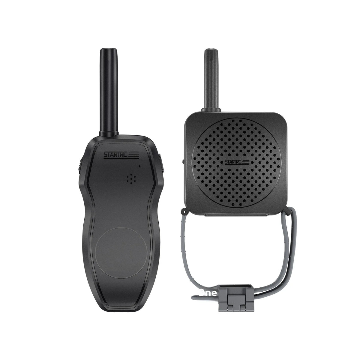 Black universal UAV high-altitude megaphone speaker with walkie-talkie and charging cable, boxed set