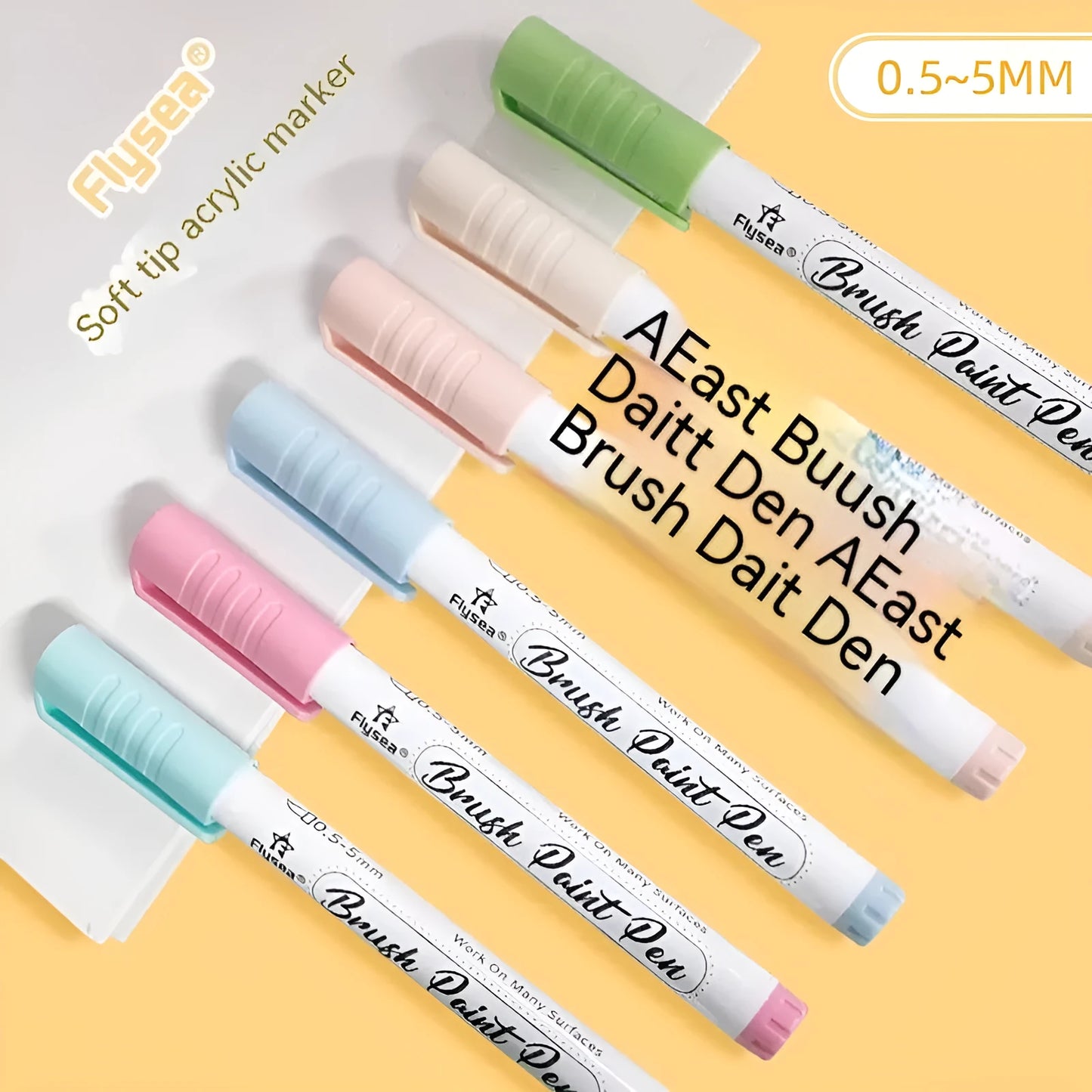 Set of soft-head gouache pens in various colours for hand accounting and card art.