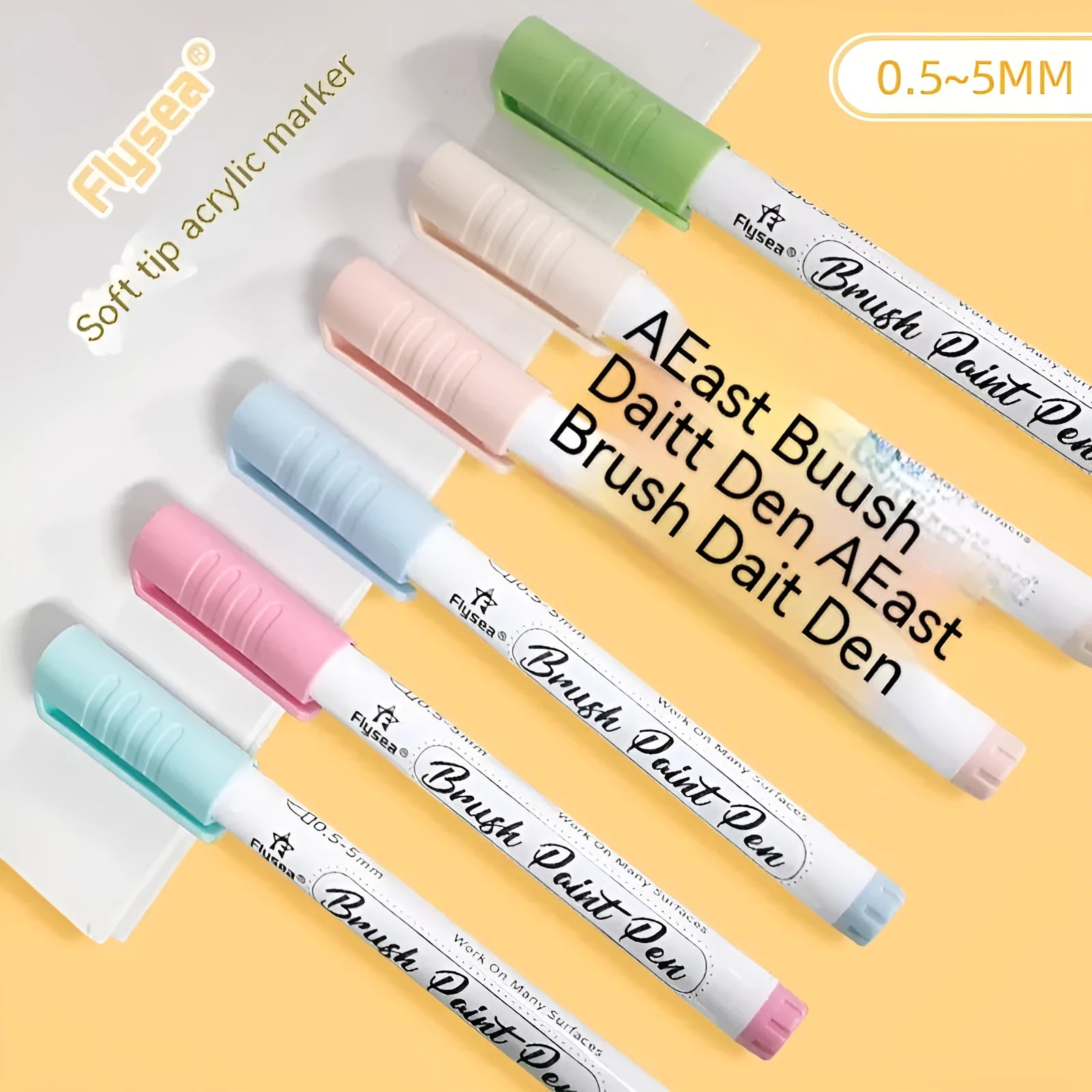 Set of soft-head gouache pens in various colours for hand accounting and card art.