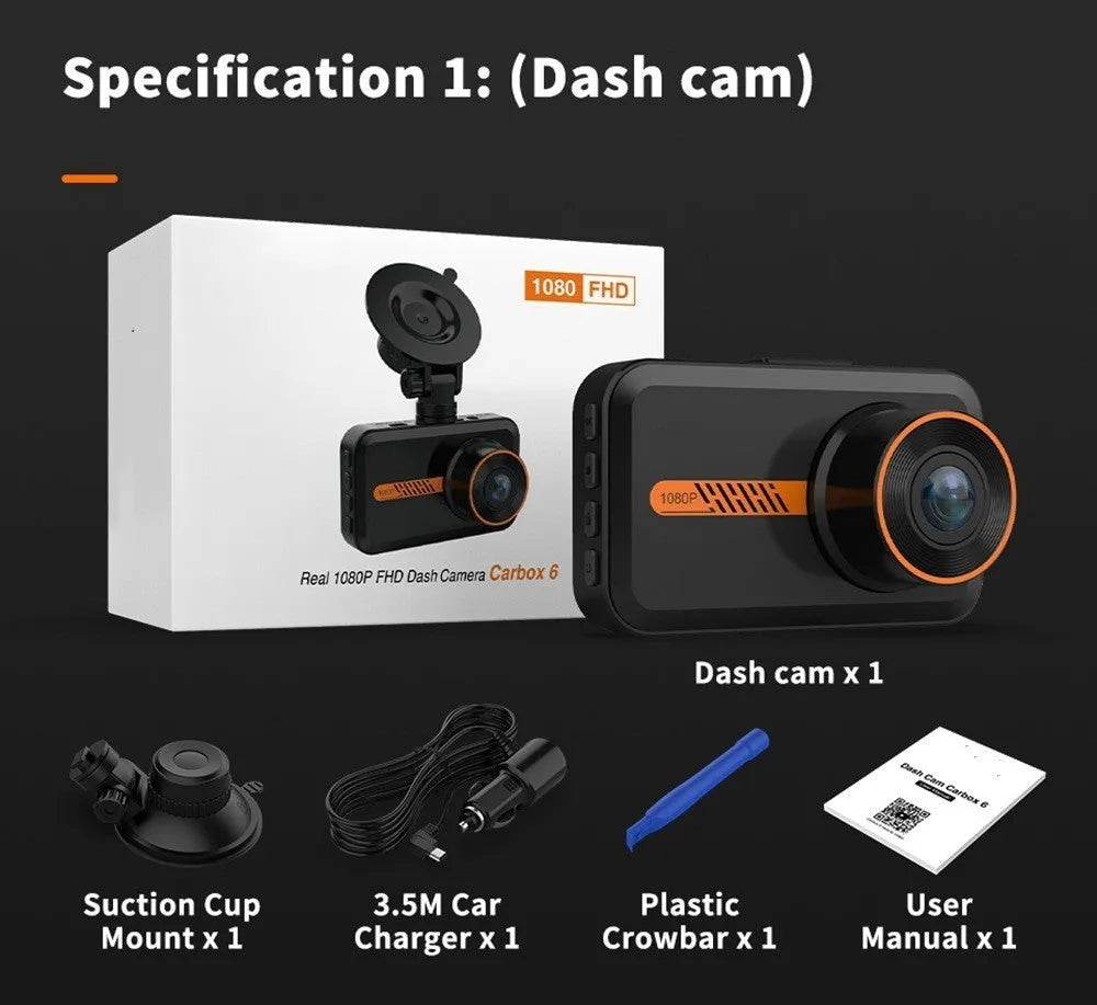 ThiEYE front and rear dash cam with 3-inch screen, suction cup mount, and rear waterproof camera.