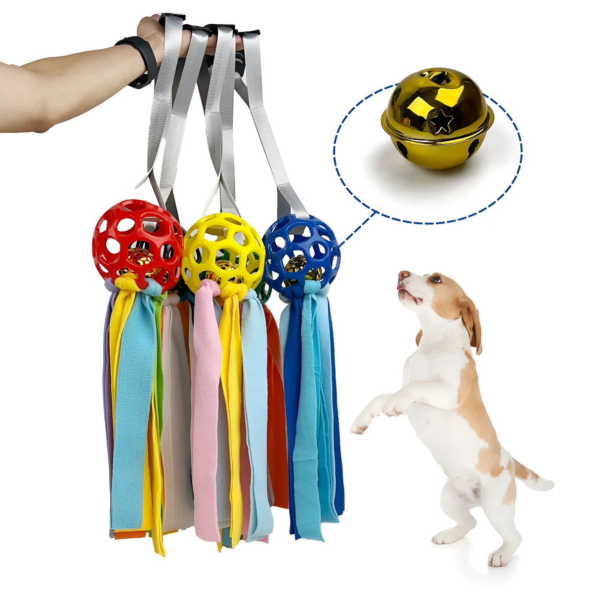 Interactive hollow ball pet toy with TPR sound in five colour options