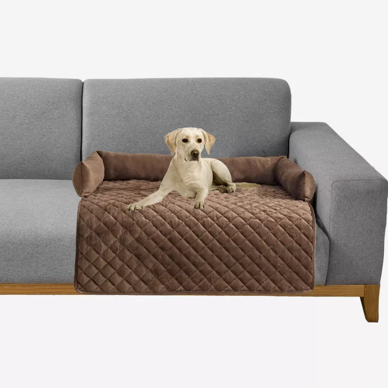 Curved design pet sofa bed for large dogs with removable plush cushion
