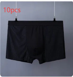 Men's plus size boxer shorts in black, modal cotton blend, breathable mesh, mid waist, sizes XL-7XL