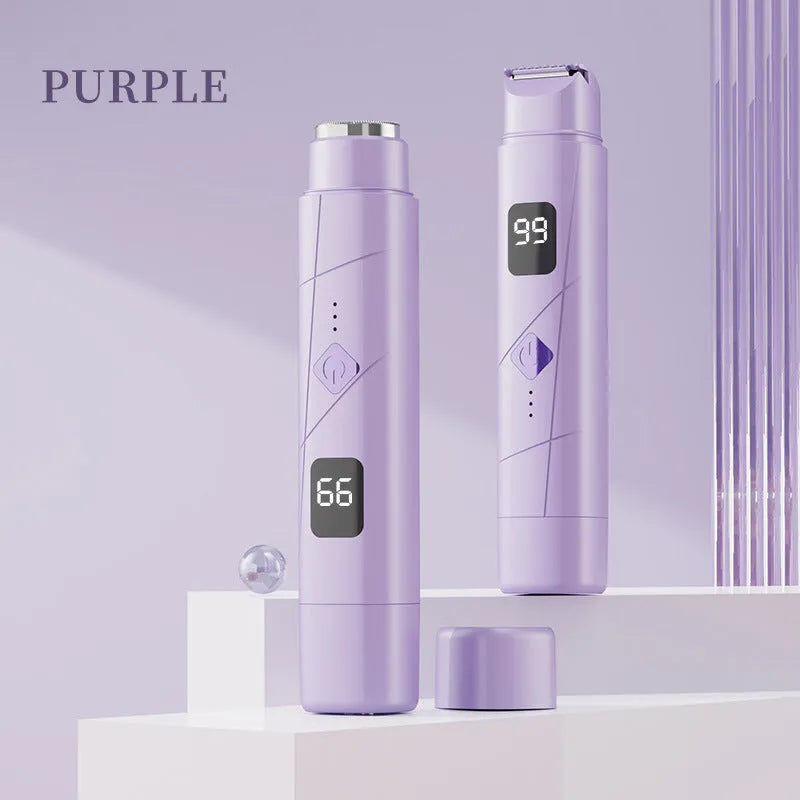 Digital display Type-C USB women's shaver in gradient purple colour for full-body hair removal.