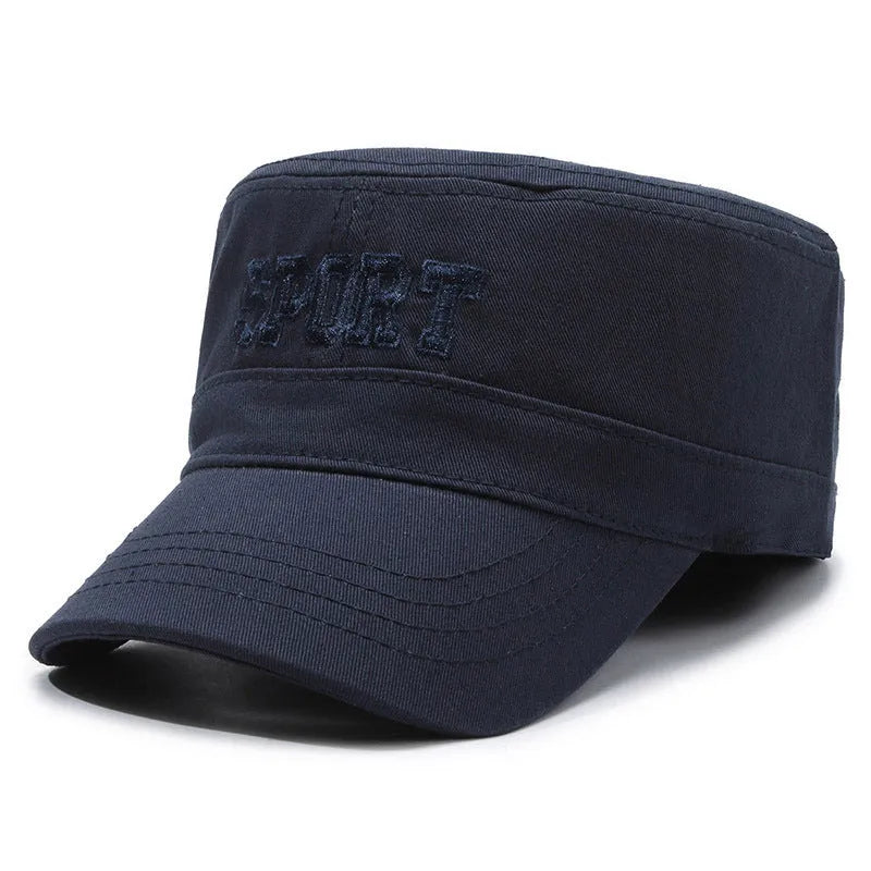 Men's adjustable cotton peaked cap in army green with dome crown design for sun protection