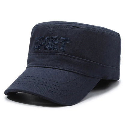 Men's adjustable cotton peaked cap in army green with dome crown design for sun protection