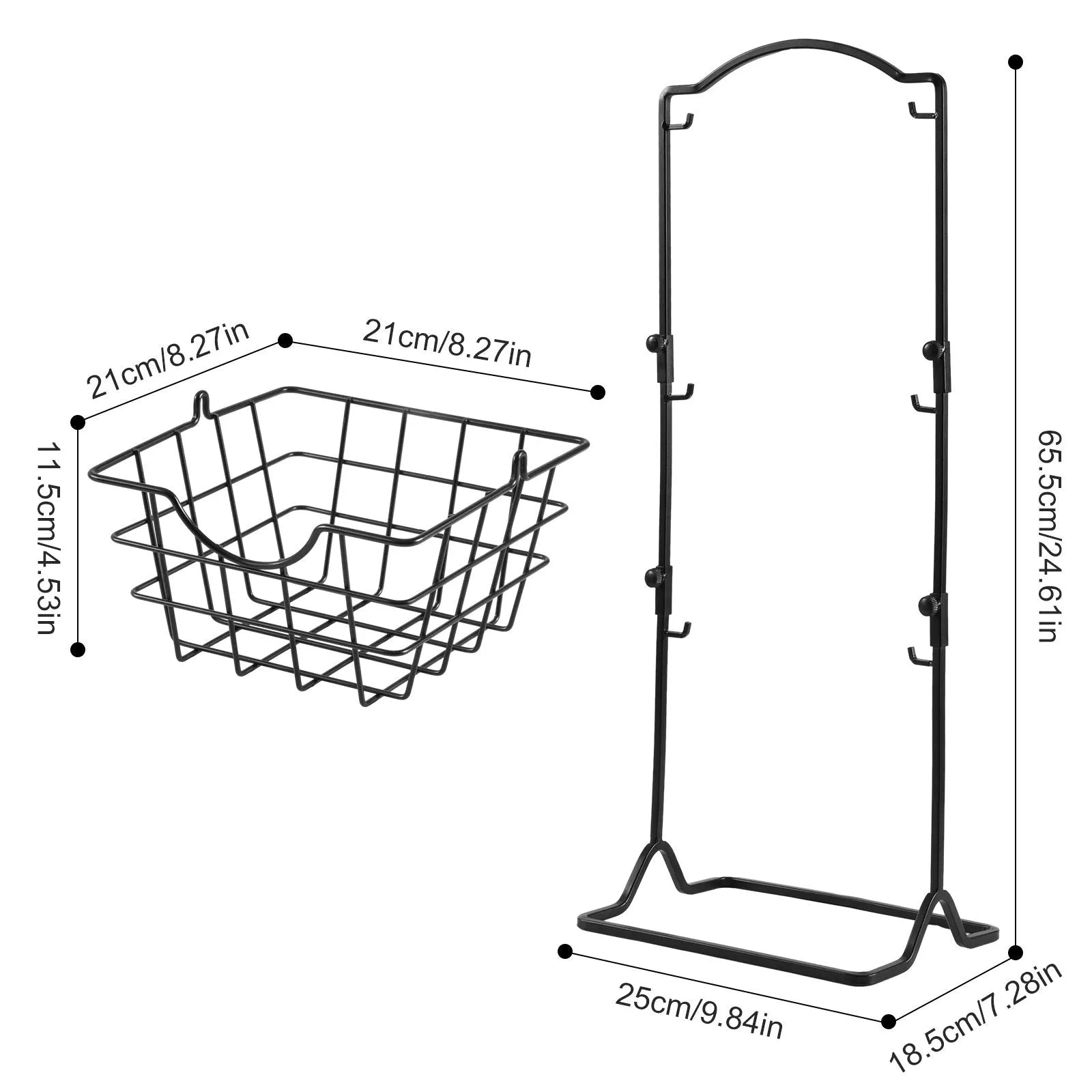 Black three-layer wrought iron storage shelf for fruits and vegetables