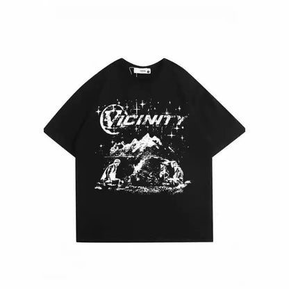 Men's retro hip hop print t-shirt in polyester fabric showing printed design in available colours TKL472 and TKL473