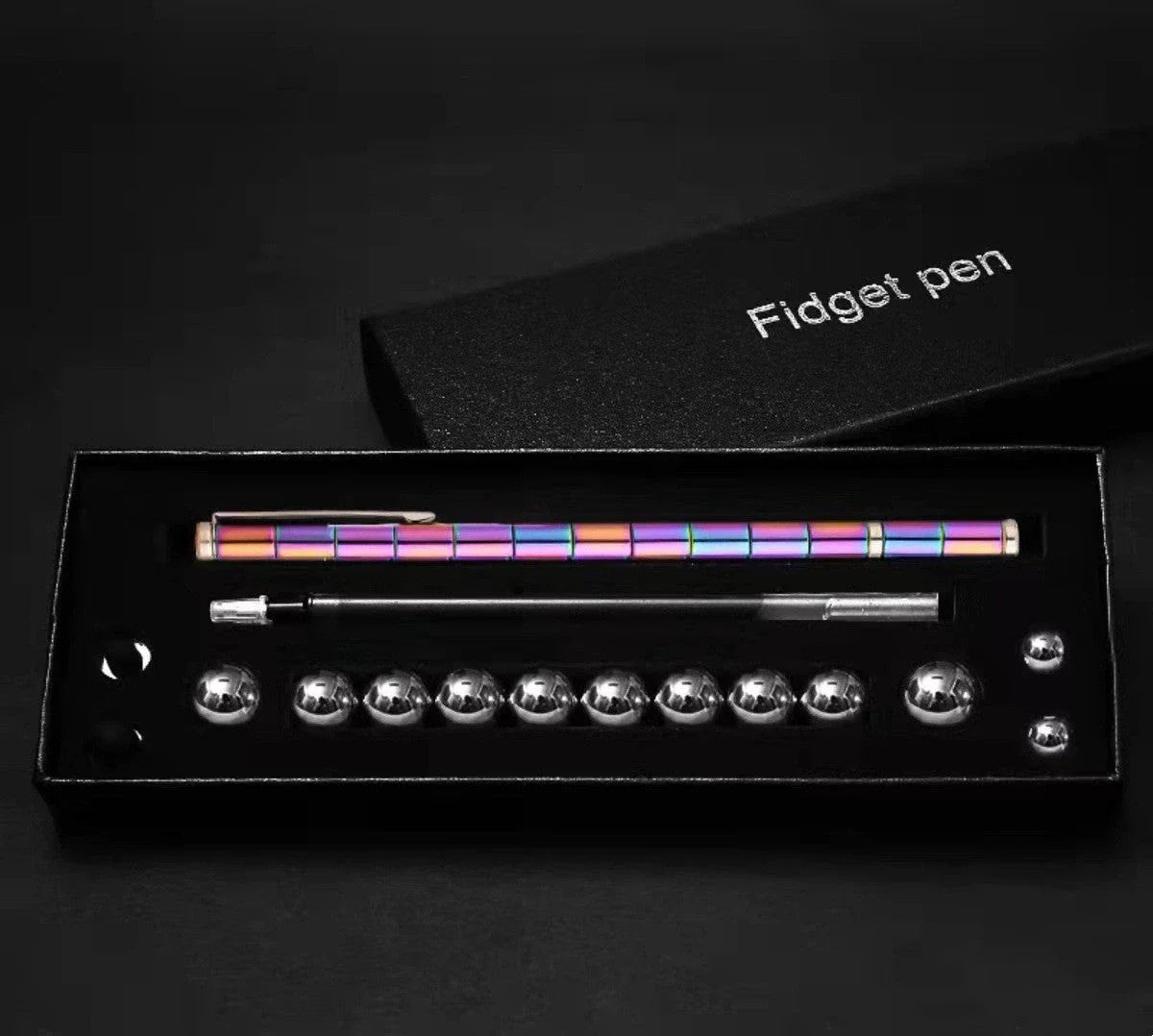 A magnetic modular pen with customizable components and accessories for stress relief, focus, and creativity
